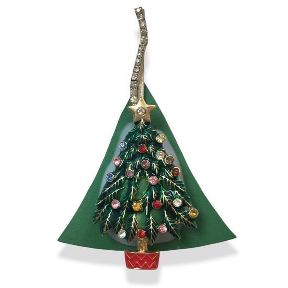 Handmade Christmas Tree Ornament Polymer Clay Recycled Costume Jewelry - Picture 3 of 10